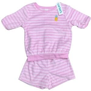 Carter's Girl Striped Terry Top & Shorts Set Pink Size 5T NWT